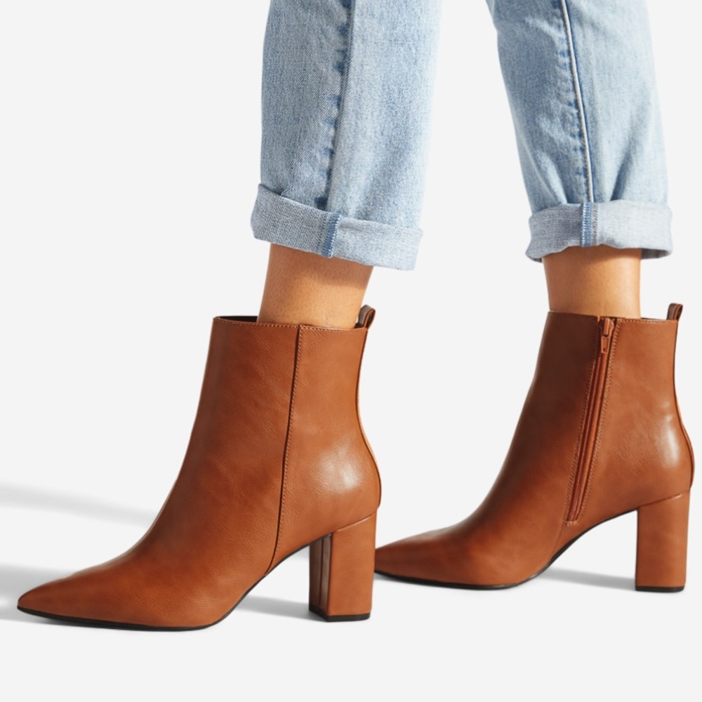 EUC Faux-suede pointed-toe heeled booties